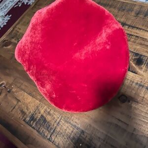 RN 109872 Plush Red Accent Hat/ Beret NWOT